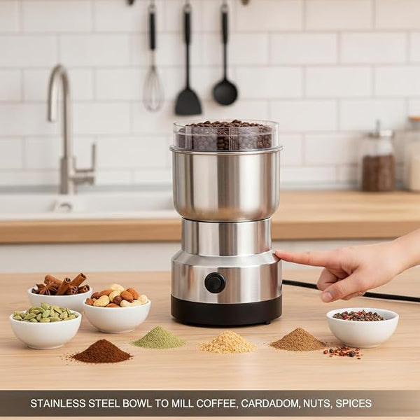 Electric Mini Mixer Grinder For Kitchen | Coffee & Spice Grinder | Dry Masala Grinder For Coffee Beans, Dry Spices, Nuts & Baby Food |compact Multipurpose Grinder |approx.100g
