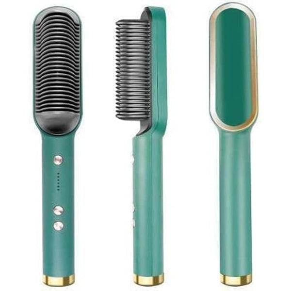 3-in-1 Ceramic Hair Straightening Brush For Women | Ionic Anti-frizz Electric Straightener Comb